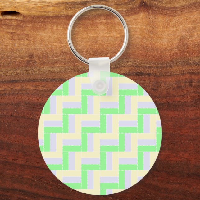 Pastel Rectangles Pattern White Dashed Lines Key Ring (Back)