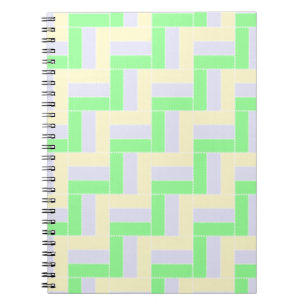 Pastel Rectangles Pattern White Dashed Lines Notebook