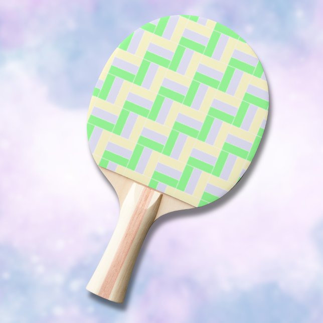 Pastel Rectangles Pattern White Dashed Lines Ping Pong Paddle (Creator Uploaded)