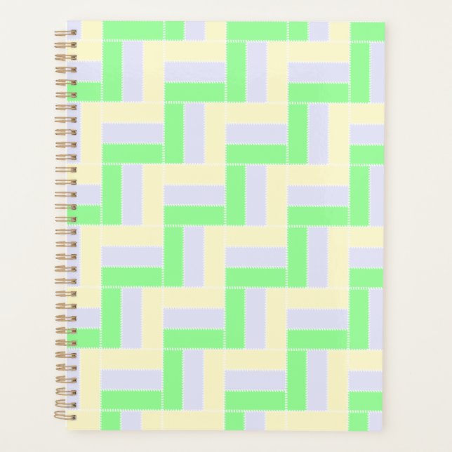 Pastel Rectangles Pattern White Dashed Lines Planner (Front)