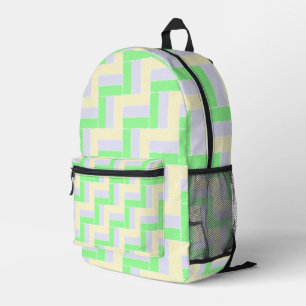 Pastel Rectangles Pattern White Dashed Lines Printed Backpack
