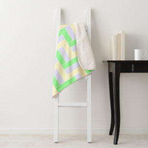 Pastel Rectangles Pattern White Dashed Lines Sherpa Blanket