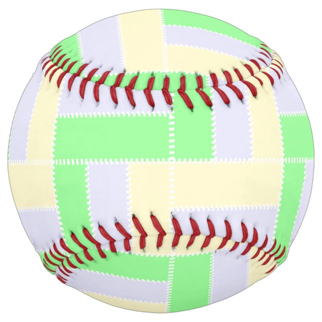 Pastel Rectangles Pattern White Dashed Lines Softball (Front)