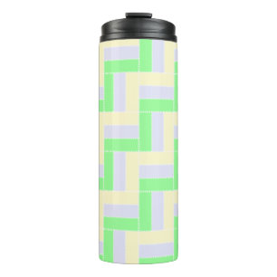 Pastel Rectangles Pattern White Dashed Lines Thermal Tumbler