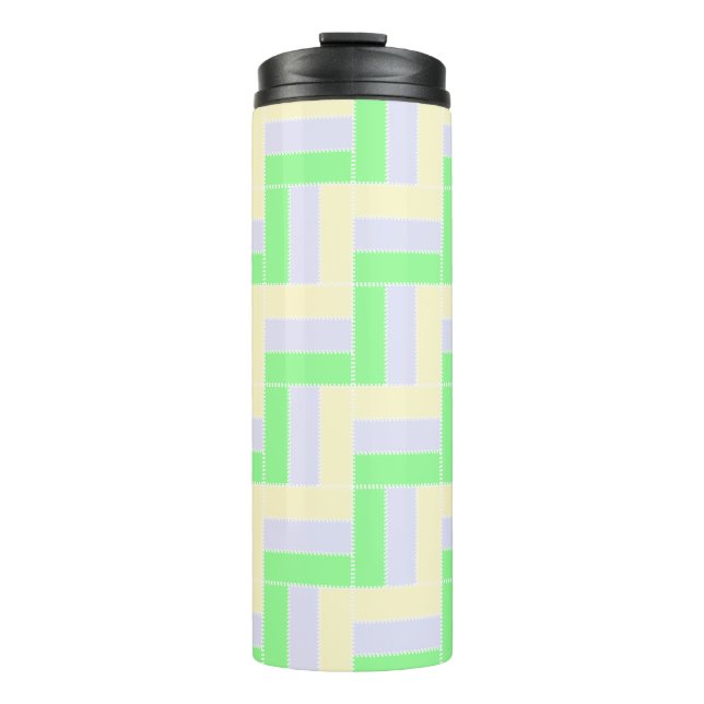 Pastel Rectangles Pattern White Dashed Lines Thermal Tumbler (Front)