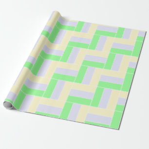 Pastel Rectangles Pattern White Dashed Lines Wrapping Paper