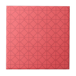 Pastel red, cool, trendy, decorative illustration ceramic tile