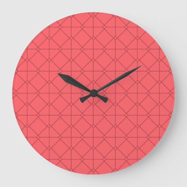 Pastel red, cool, trendy, decorative illustration large clock (Front)