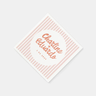 Pastel Red Hand Drawn Retro Wedding Napkins