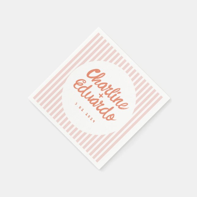 Pastel Red Handwriting Retro Wedding Napkins (Corner)