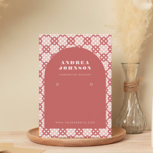 Pastel Red Mid Century Modern Arch Earring Display Business Card