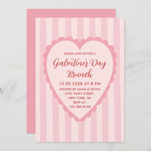 Pastel Red Pink Hand Drawn Galentine's Day Brunch Invitation