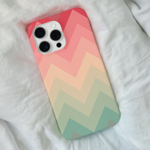Pastel Red Pink Turquoise Ombre Chevron Pattern iPhone Case