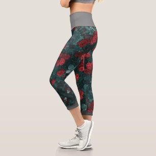 Pastel Red Rose Flowers Stylised Leggings