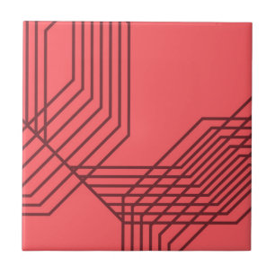 Pastel Red, simple, modern, geometric design Ceramic Tile