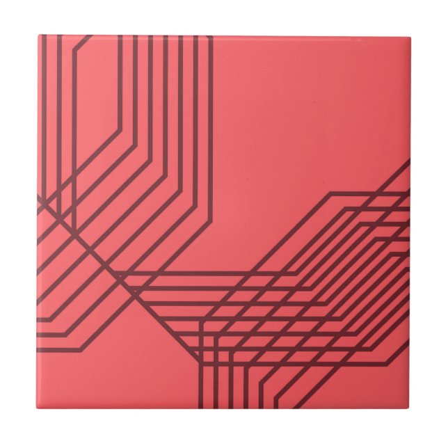 Pastel Red, simple, modern, geometric design Ceramic Tile (Front)