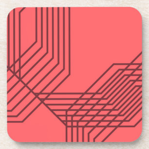 Pastel Red, simple, modern, geometric design Coaster