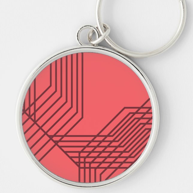 Pastel Red, simple, modern, geometric design Key Ring (Front)