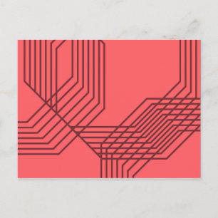 Pastel Red, simple, modern, geometric design Postcard