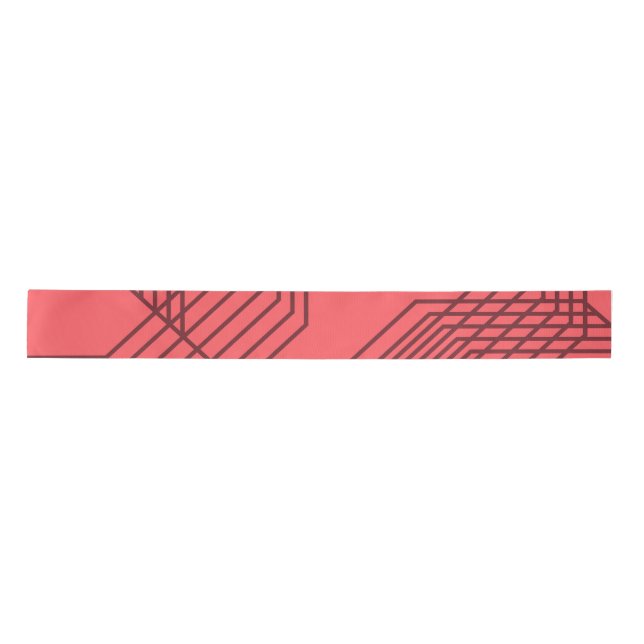 Pastel Red, simple, modern, geometric design Satin Ribbon (Front)