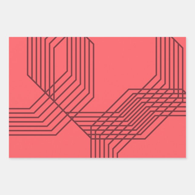 Pastel Red, simple, modern, geometric design Wrapping Paper Sheet (Front)