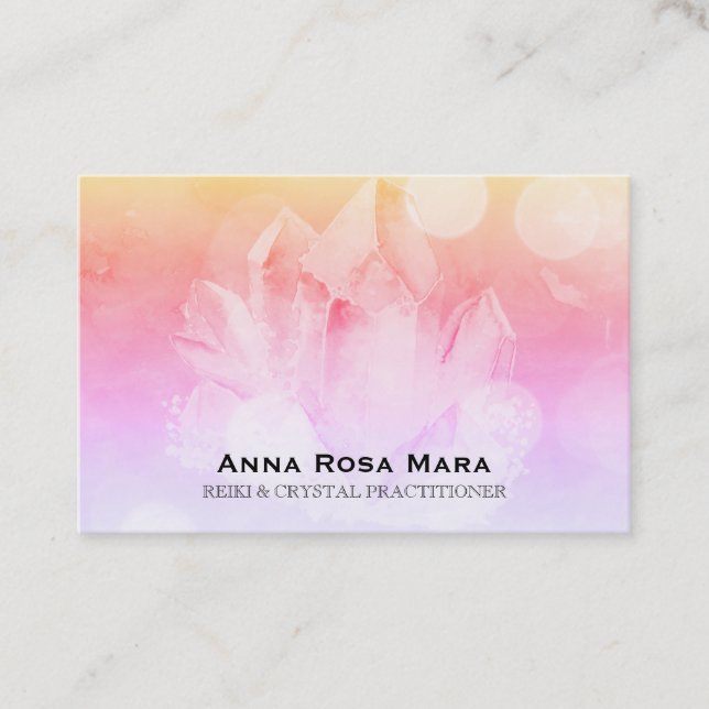 *~* Pastel Reiki  Healer Yoga Massage Crystal Business Card (Front)