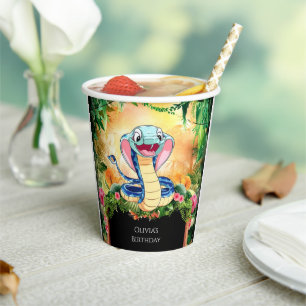 Pastel Reptiles Snake Birthday Paper Cups