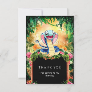 Pastel Reptiles Snake Birthday Thank You Card