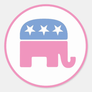 Pastel Republican Elephant Classic Round Sticker