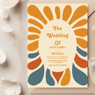 Pastel Retro 1970s Wedding Invitation