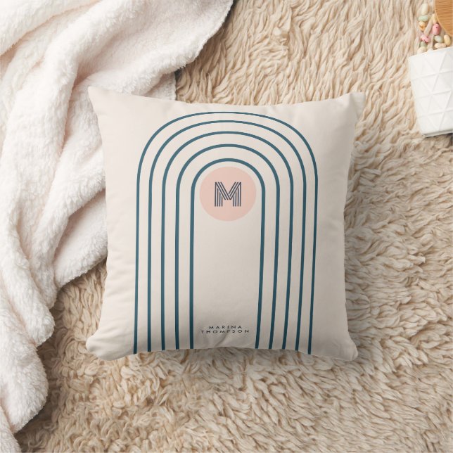 Pastel Retro Abstract Geometric Lines Arches  Cushion (Blanket)