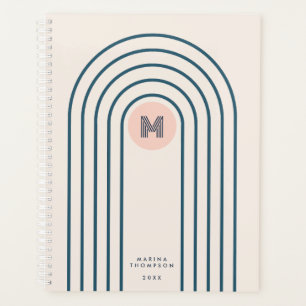 Pastel Retro Abstract Geometric Lines Arches Planner