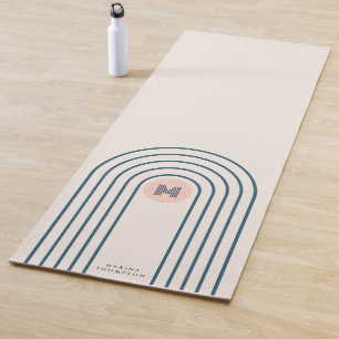 Pastel Retro Abstract Geometric Lines Arches Yoga Mat