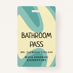 Pastel Retro Back To School Bathroom Hall Pass ID Badge