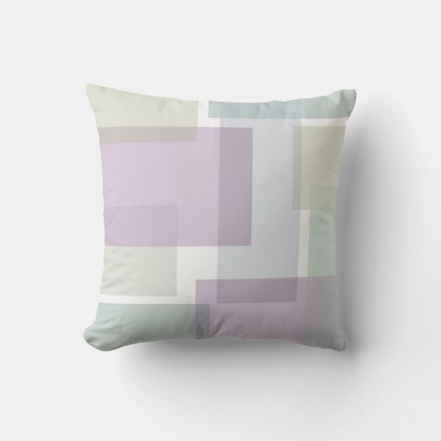 Pastel Retro Blocks Lavender Green Blue Cushion (Front)