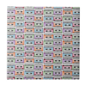 Pastel Retro Cassette Tapes Pattern Ceramic Tile