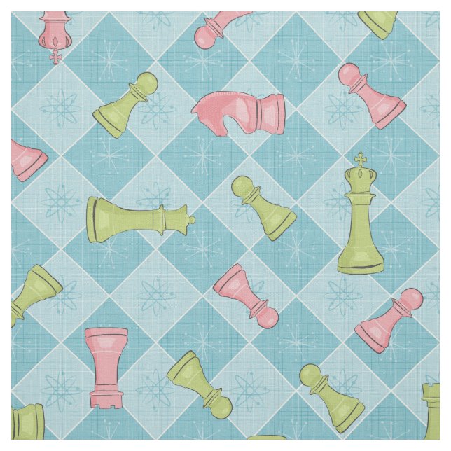 Pastel Retro Chess Board Fabric (Swatch)