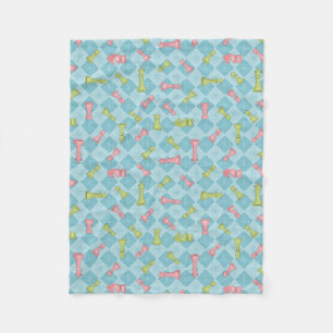 Pastel Retro Chess Board Fleece Blanket
