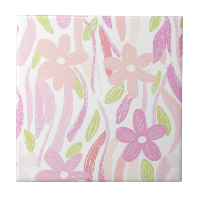 Pastel Retro Floral (10) Ceramic Tile (Front)