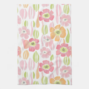 Pastel Retro Floral (1) Tea Towel