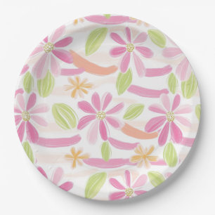 Pastel Retro Floral (2) Paper Plate