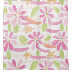 Pastel Retro Floral (2) Shower Curtain