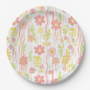 Pastel Retro Floral (3) Paper Plate