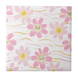 Pastel Retro Floral (4) Ceramic Tile