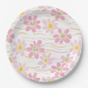 Pastel Retro Floral (4) Paper Plate