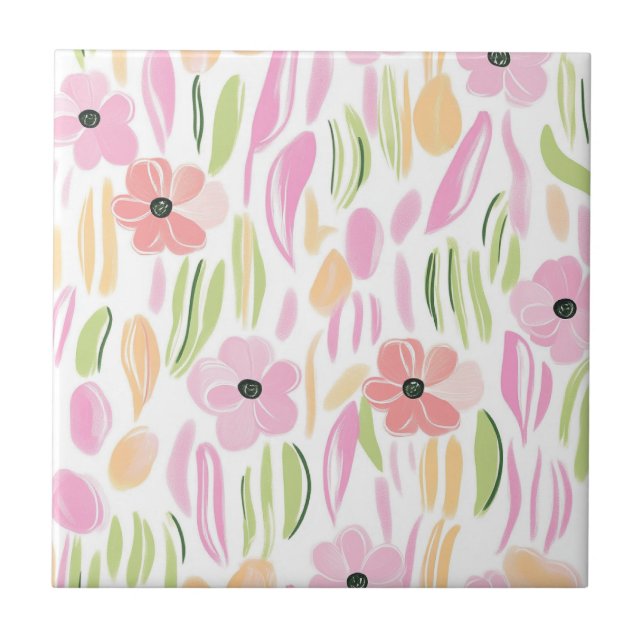 Pastel Retro Floral (5) Ceramic Tile (Front)