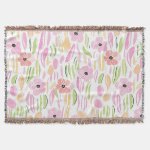 Pastel Retro Floral (5) Throw Blanket