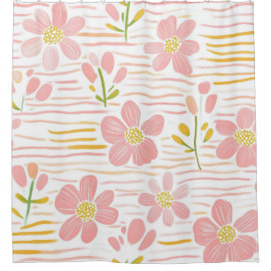 Pastel Retro Floral (6) Shower Curtain
