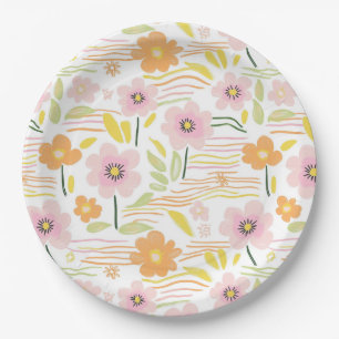 Pastel Retro Floral (7) Paper Plate