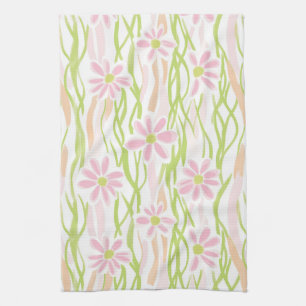 Pastel Retro Floral (8) Tea Towel